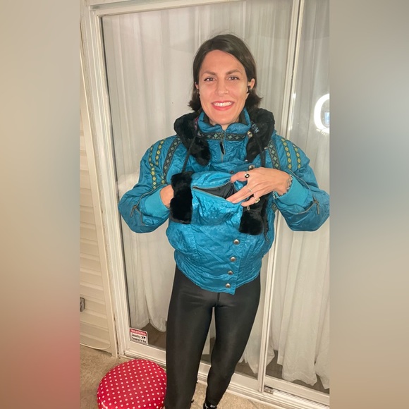 True late 80s 90s LIFETIME GRAIL Head damask native tribal ski jacket muff set - Picture 5 of 16